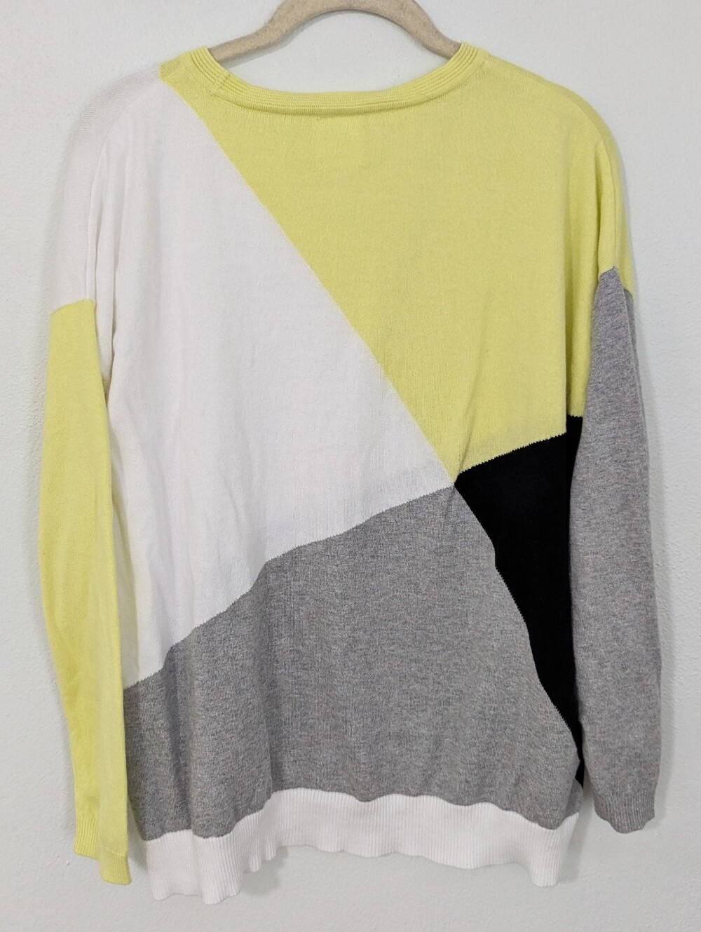 Planet By Lauren G Geometric Print Knit Sweater Pullover Gray Yellow One Size - Picture 7 of 9